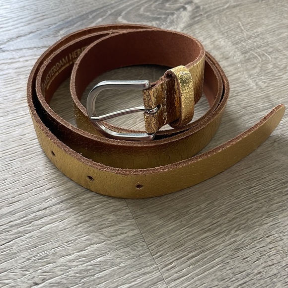 Amsterdam Heritage | 1” Gold Genuine Leather Belt SZ 85 - Picture 6 of 8